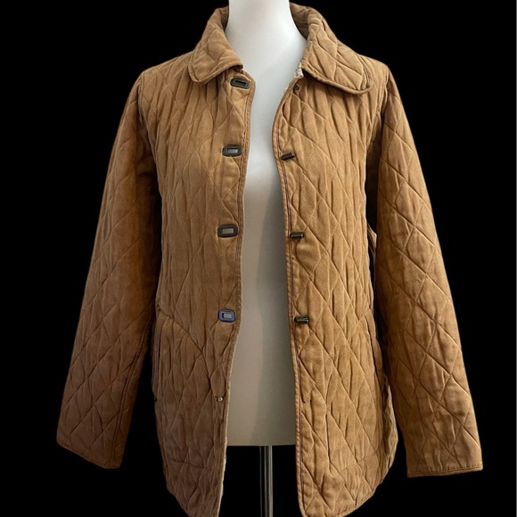 90s Vintage Bill Blass Quilted Tan Barn Jacket Casual Classic Fall Outdoor - Picture 1 of 12
